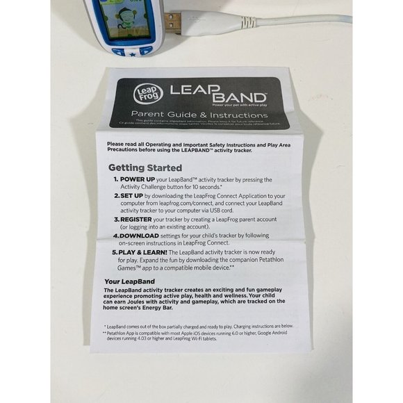LeapFrog LeapBand Blue Kids Leap Band Activity Watch With Cord Instructions Fun - Picture 8 of 12